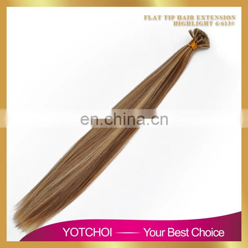 Hot Selling Double Drawn Thick Bottom 8a grade virgin russian hair u tip blond