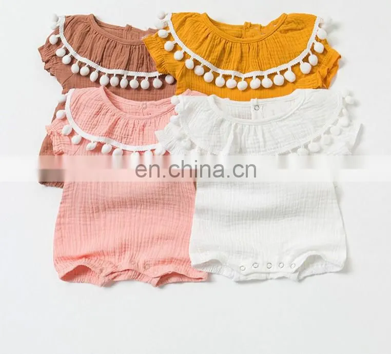 Lovely Whosale Newborn Baby Clothes Summer Linen Baby Clothes Romper