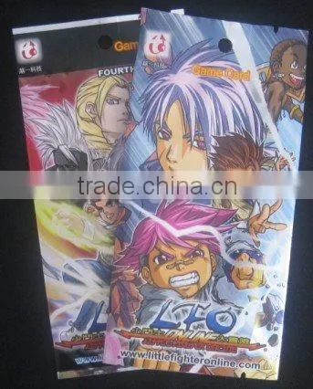 card head plastic bag/ high quality OPP bag for card /game card package bag