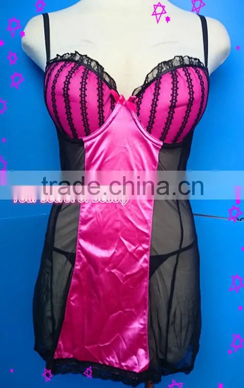 Mesh & Satin Lingerie Set, Sexy Babydolls