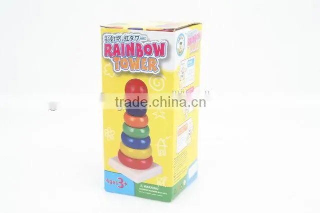 Baby wooden rainbow tower blocks toys