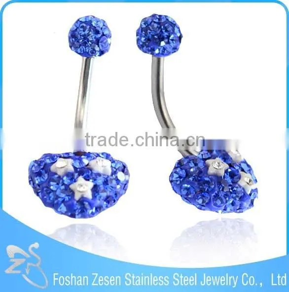 BR01746 Body piercing sapphire crystal heart shaped 16 gauge navel rings
