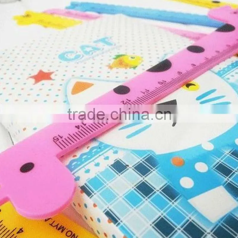 2014 promotional straight plastic animal pattern lovely ruler for kids OEM design