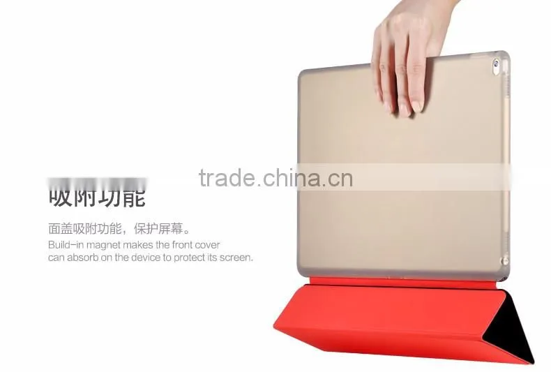 Rock Phantom Series Two-sided Triple Folding Intelligent Flip PU Leather TPU Back Cover Case For iPad Pro 12.9" TB-0070