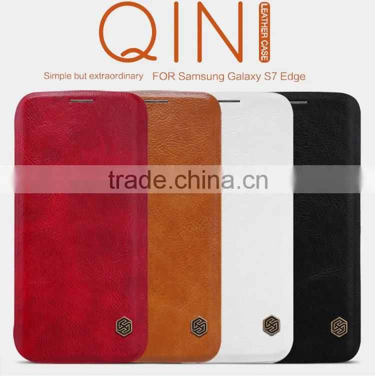 Nillkin Brand Qin Series Luxury Card Holder Case for Samsung S7 Edge Shockproof Flip Leather Case MT-5515