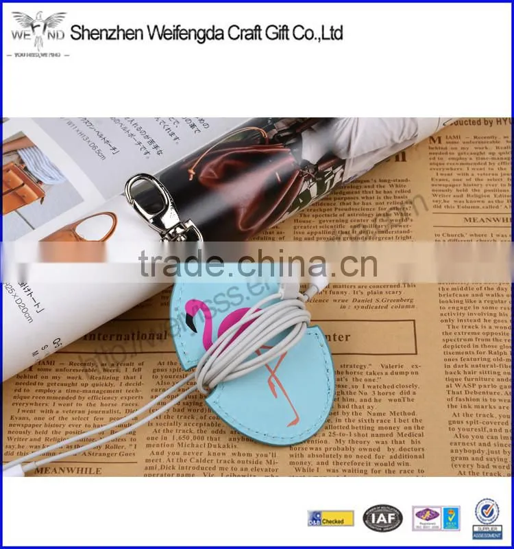 Promotional leather PVC earphone cabel winder organizer in low price
