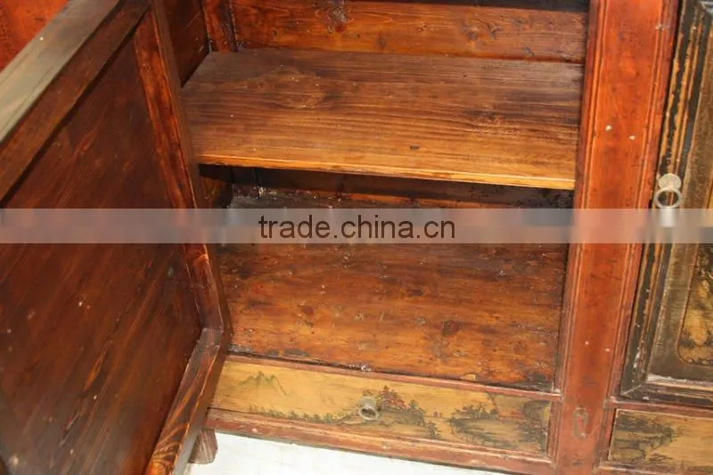 Three Door Antique Paintig TV Console