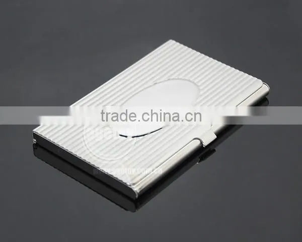 New Arrival High-Grade Name ID Card Box Organizer Lines Emboss Oval Metal Business Card Case Stainless Steel Card Holder
