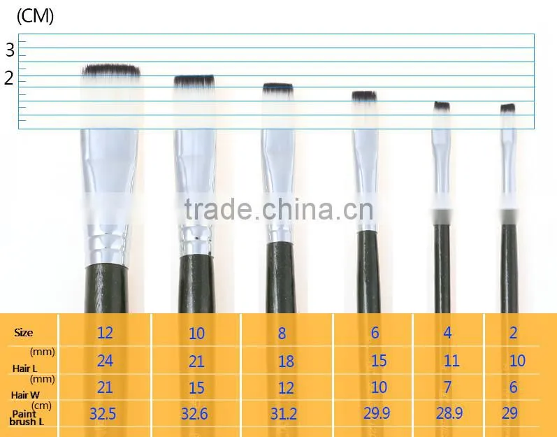 Free Sample 6pcs Set Fine Nylon Hair Wooden Handle Artsit Painting Brush
