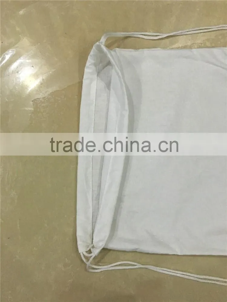 Recyle cotton gym sack drawstring bag with headphone pocket