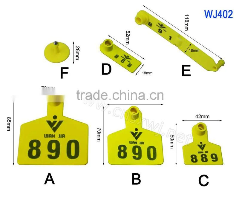 Plastic TPU ear tag with metal Neil male tag WJ402-BF