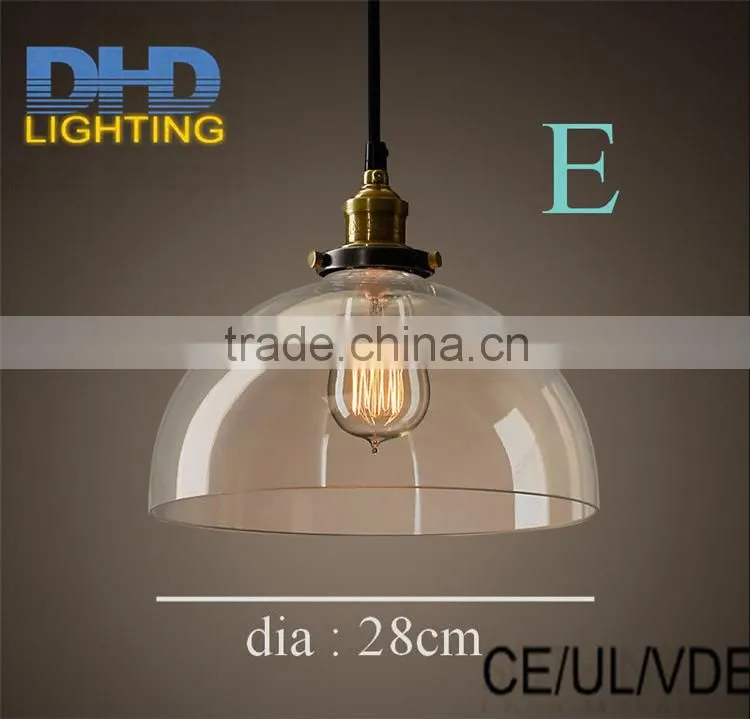 Light bulb pendant light copper glass restaurant pendant light single pendant light vintage retractable wall lamp american style