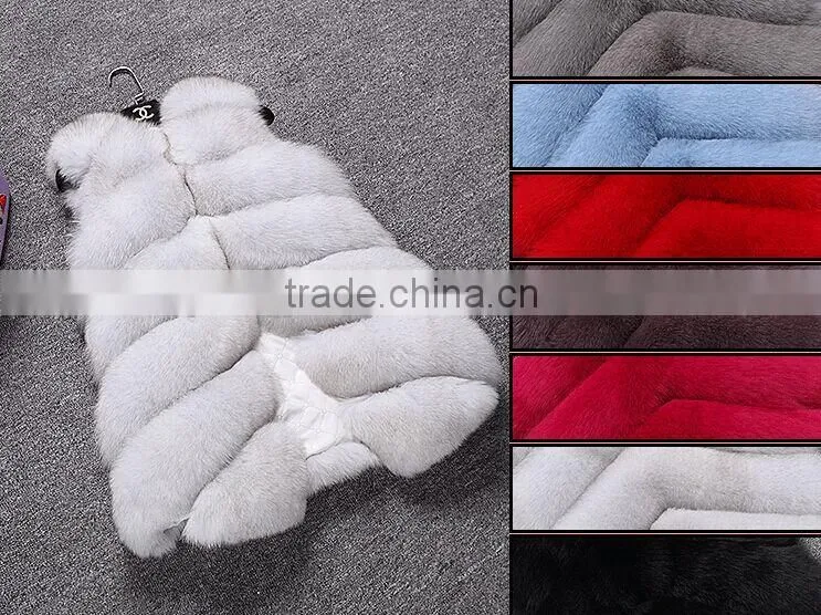 Unique design fashion knitted short fox fur vest with price