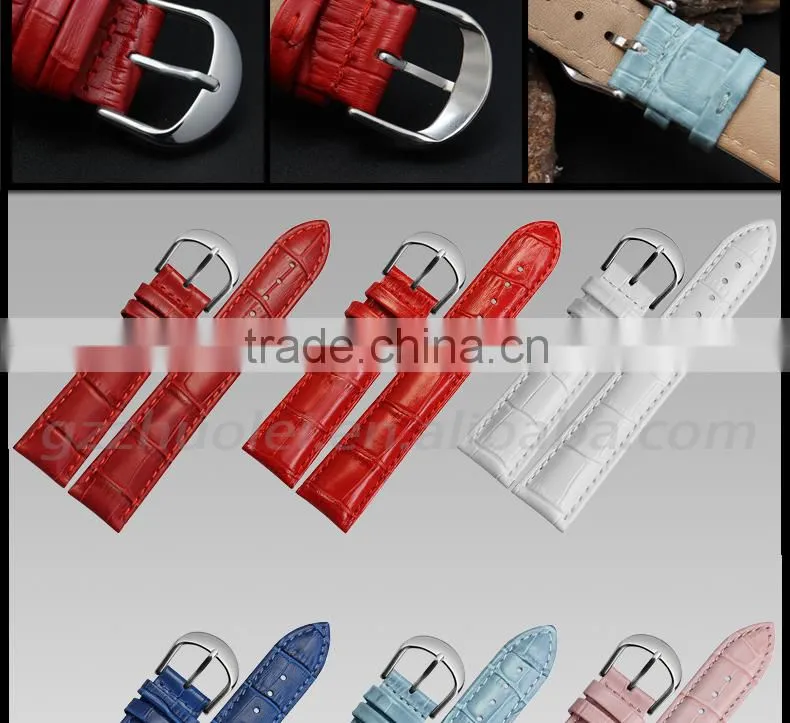 Cheap 12|14|16|18|20mm high quality cowhide leather Watch strap wholesale 3PCS