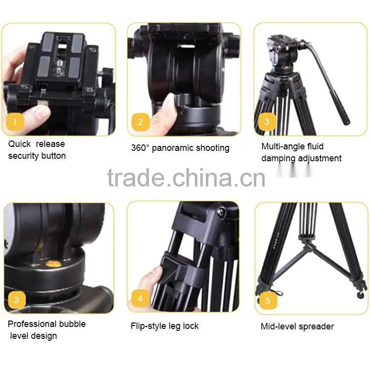 Heavy duty video tripod kits with spike feet for video shooting
