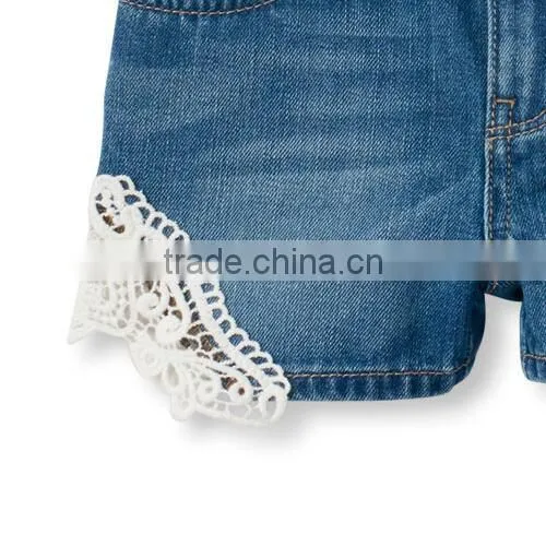 Children Hot Pants Lace Jeans Denim Shorts