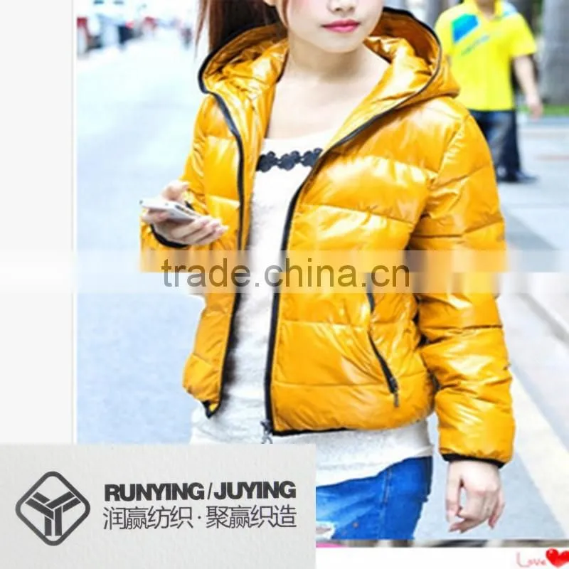 100 polyester pu coating fabric with shining look for down jacket