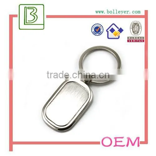 rectangle shape metal keychain with Epoxy domed custom logo
