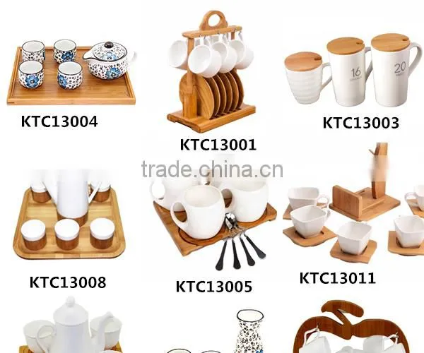 2015 NEW design ceramic coffee cup Hot selling wholesale ceramic mugs bamboo base ceramic coffee cup