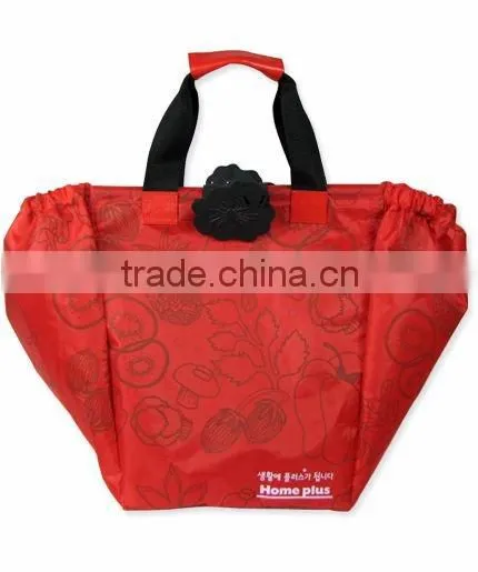 Trendy Supermarket Promotional Polyester Handle Shopping Beach Bag