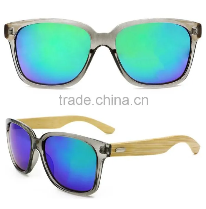 Plastic classic sunglasses wooden arms trendy glasses