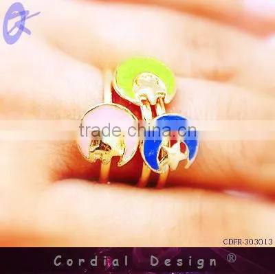 newest hot sale colour oil drip fashion moon transformable spittor ring