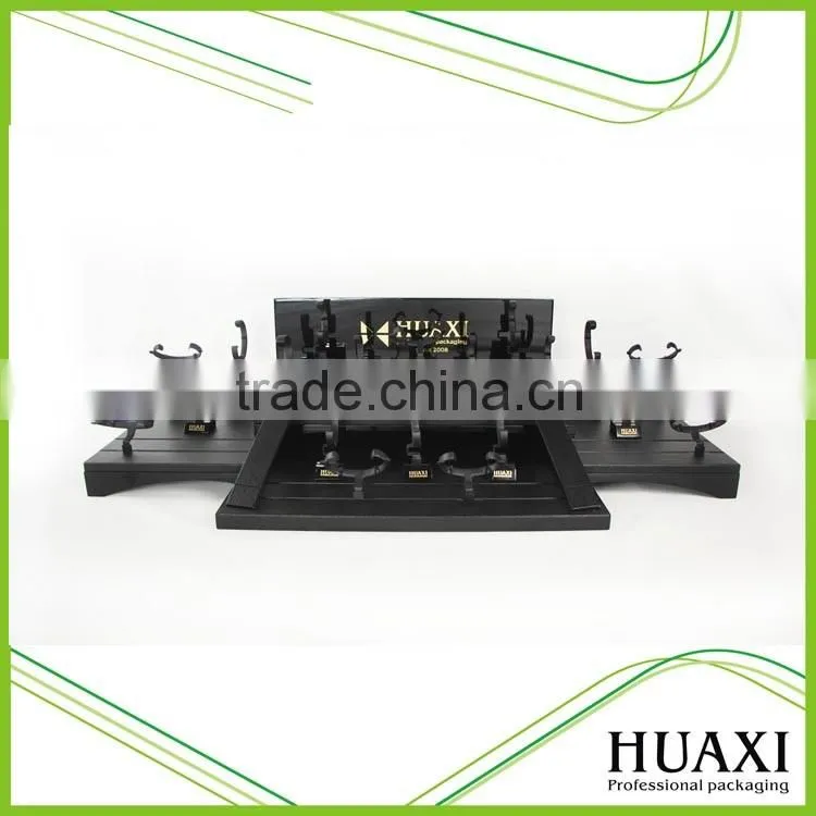 Wooden Black Square Single Watch Display Stand With C Ring