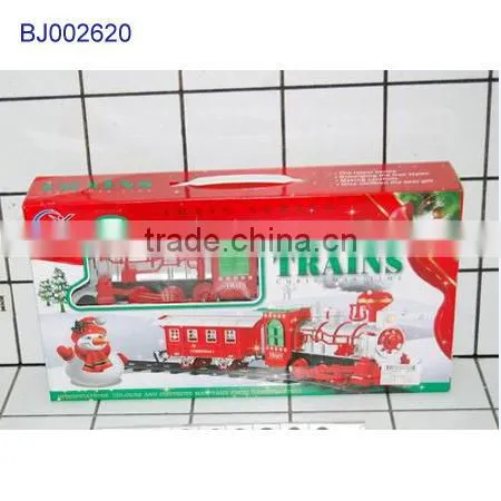 happy kids toy Christmas train funny plastic slot toy smoking train