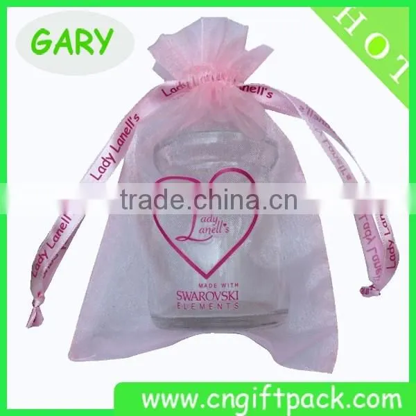 12x16cm China Organza Bags with Logo Ribbon