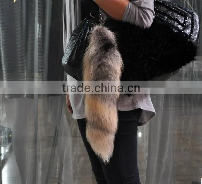 High quality real fox tail fur keychain