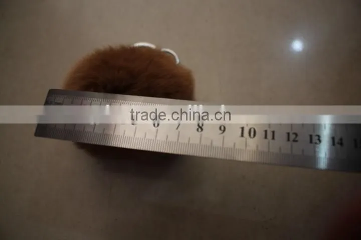 rex rabbit fur pompons/fluffy rex rabbit fur colorful 6cm key chain