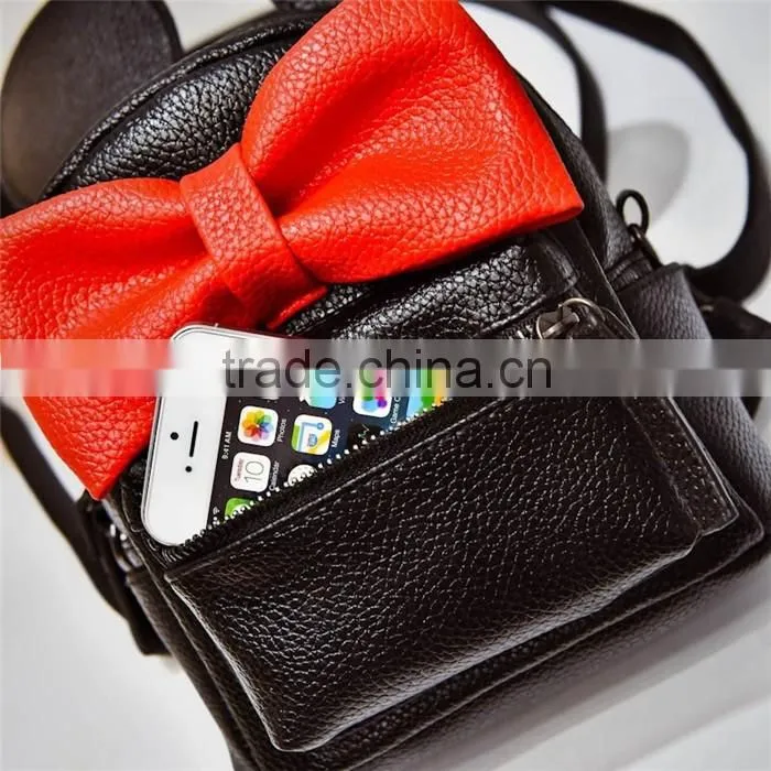 Mic-key Bow Beautiful Schoolbags Teenage High School Backpack for Girls