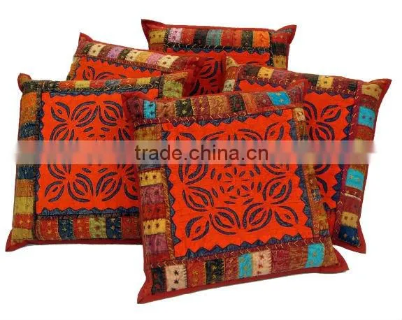 Traditional design mirror work cotton cushion cover 40*40cm