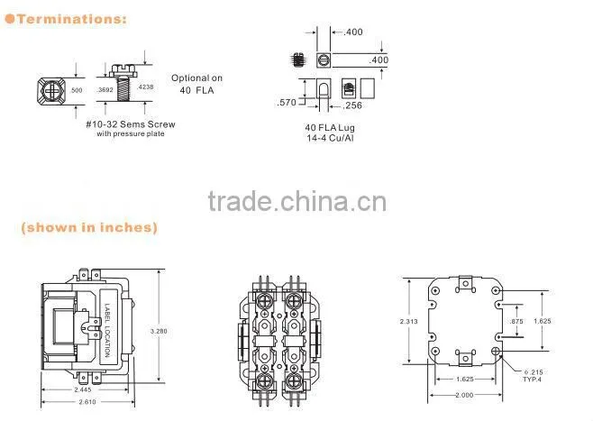 Refrigeration components 2 poles 40A 24VAC dp AC contactor for furnas squareD HCC type ac cotactor