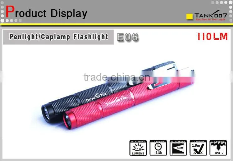 Hot sale-AAA battery pockclip mini flashlight TANK007 E06