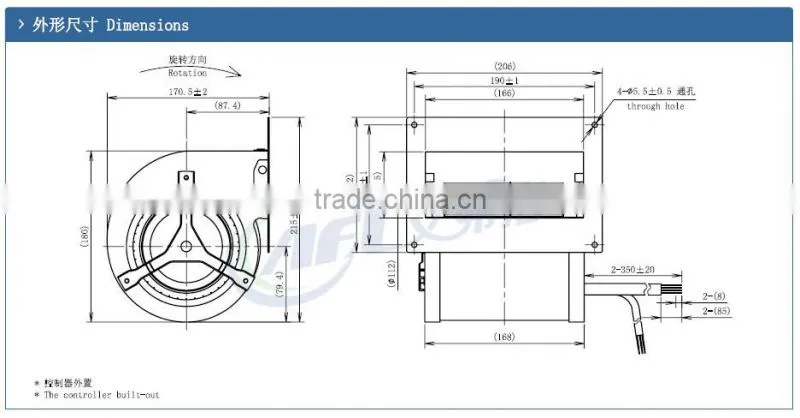 220V/50Hz /60Hz 133 Hood double inlet centrifugal fan