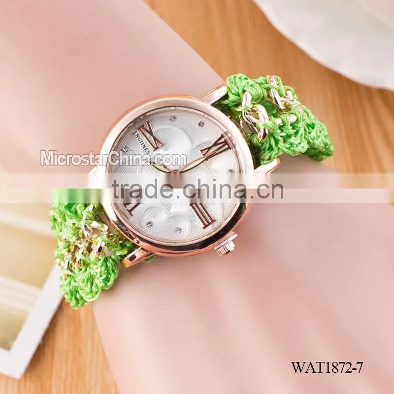 New Classic Geneva Ethnic Braided Analog Quartz Chain roman numerals lady watch
