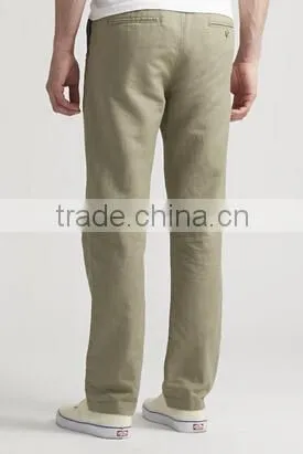 khaki color leisure design cotton casual pants for men