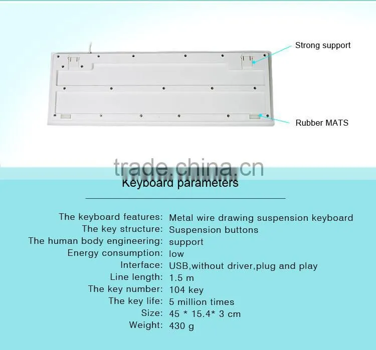 Suspended keycap keyboard_ Metal wire drwing,ultra-thin keyboard