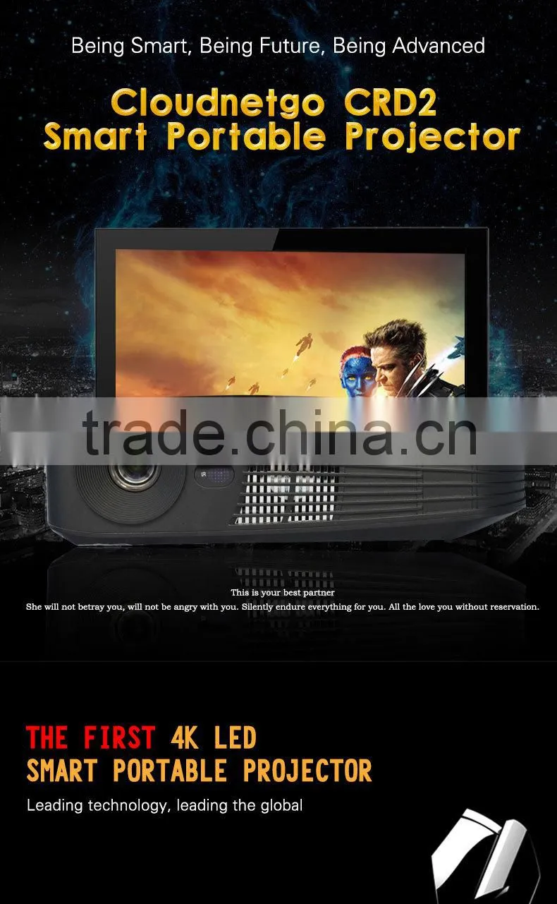 2016 Cloudnetgo New holographic projector christmas outdoor 3D blu ray projector wifi projector RK3288 4K led projector
