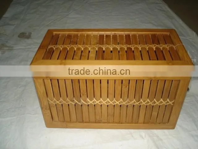 Bamboo chip household storage bin with lid