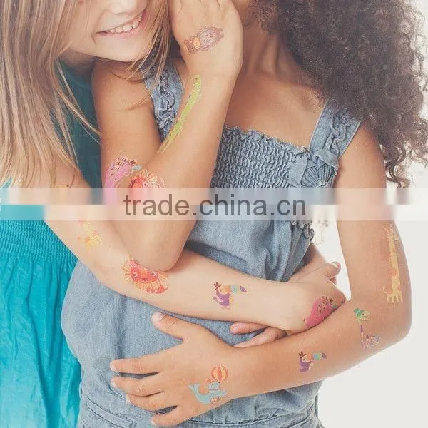 Custom cartoon water transfer temporary color tattoos for kids body art tattoos safe non-toxic color tattoo stickers factory