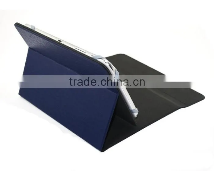 Book Design PU Leather Universal Folio Case for Tablet with Rotating Stand