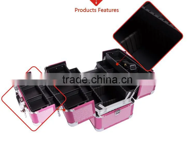 Factory Supply Hairdressing Aluminum Makeup Vanity Box With Lock