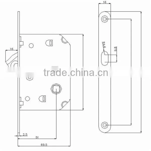 4120B Hook lock slidding door lock cross key lock
