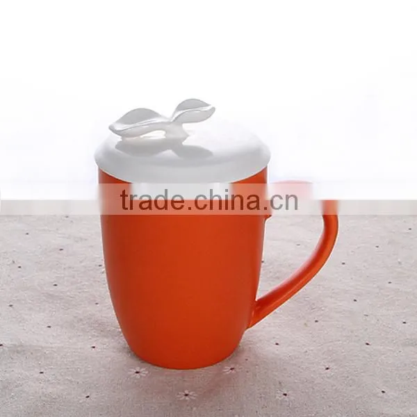 400ml 14oz ceramic coffee mug with lid solid color tea cup with cover solid color Factory directly sale