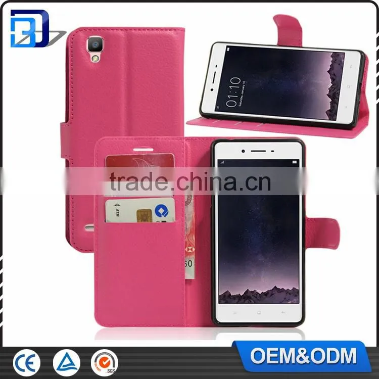 For OPPO F1 Case, Litchi Design Credit Card Wallet Stand leather pouch flip cover case for oppo f1 a35 china suppliers