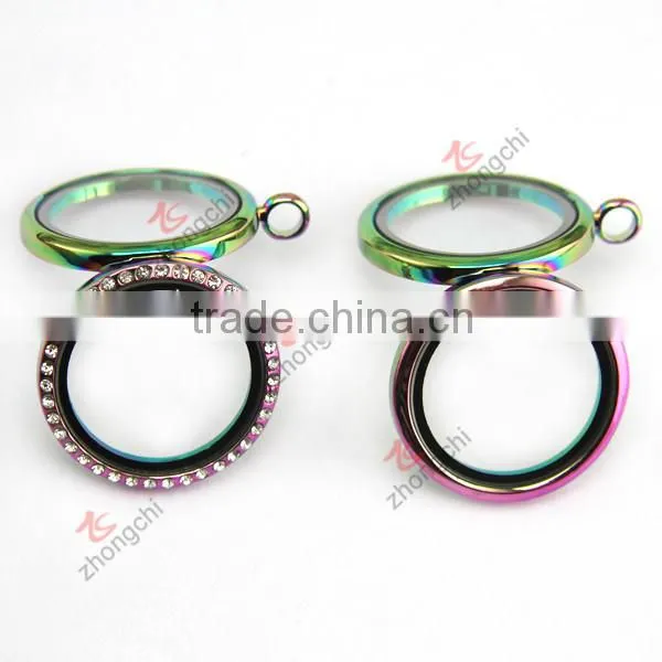 Colorful Rectangle Glass Memory Lockets Wholesale ZC Metalic Jewelry
