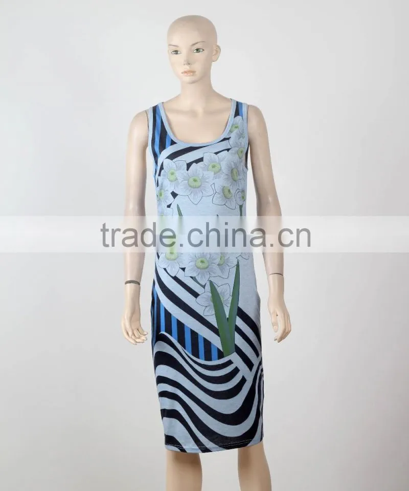 Western Style Formal Jersey Dresses Women Sleeveless Summer Printed Dresses 2016