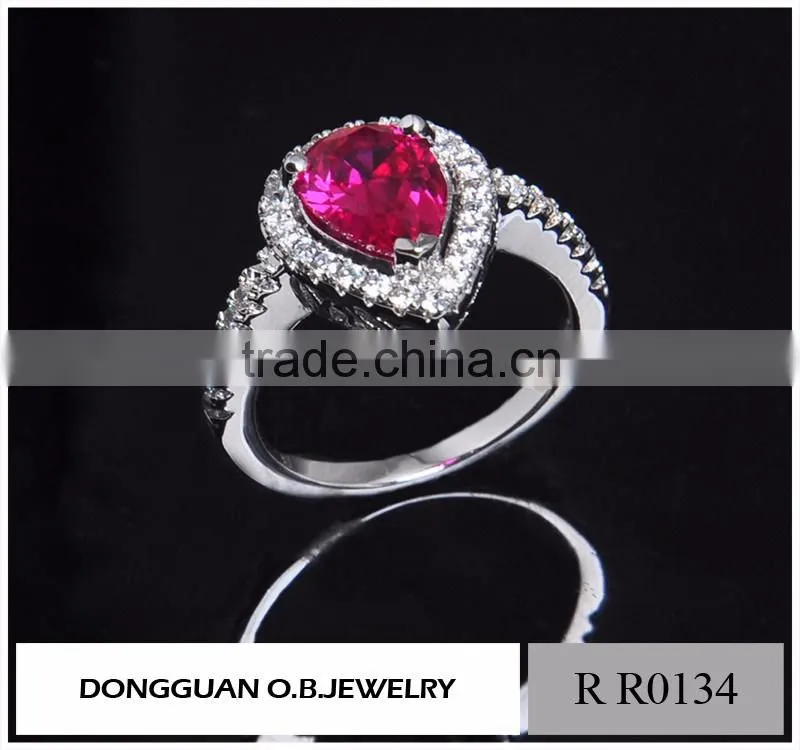 New design fashion single stone pink ring / fashion ring jewelry wholesale
